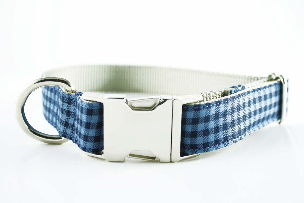 Indigo Blue Gingham Collar
