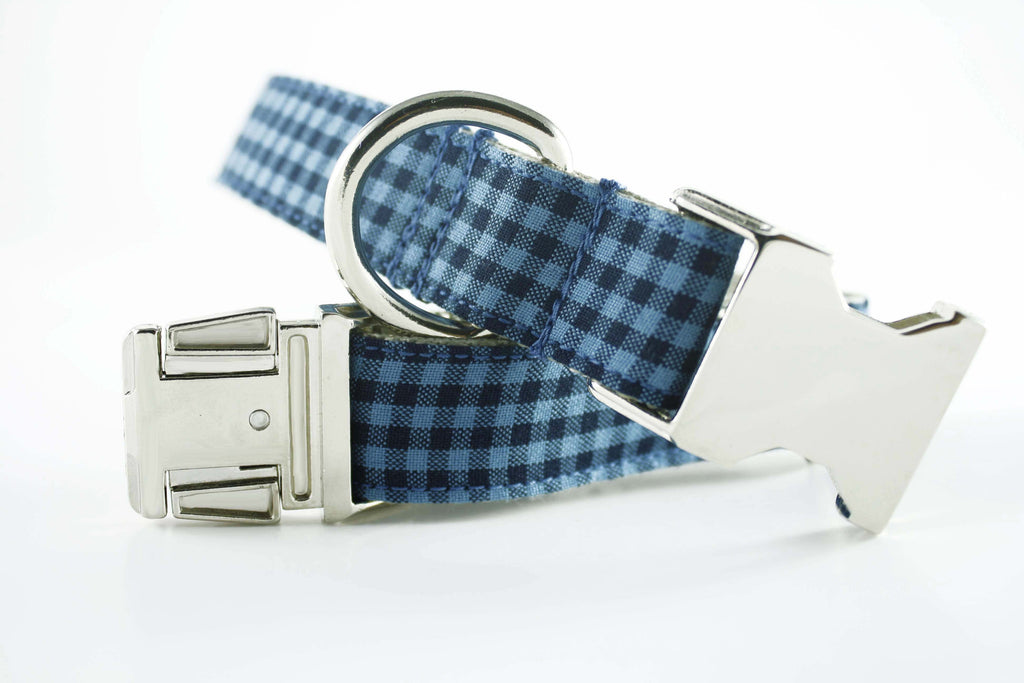 Indigo Blue Gingham Collar