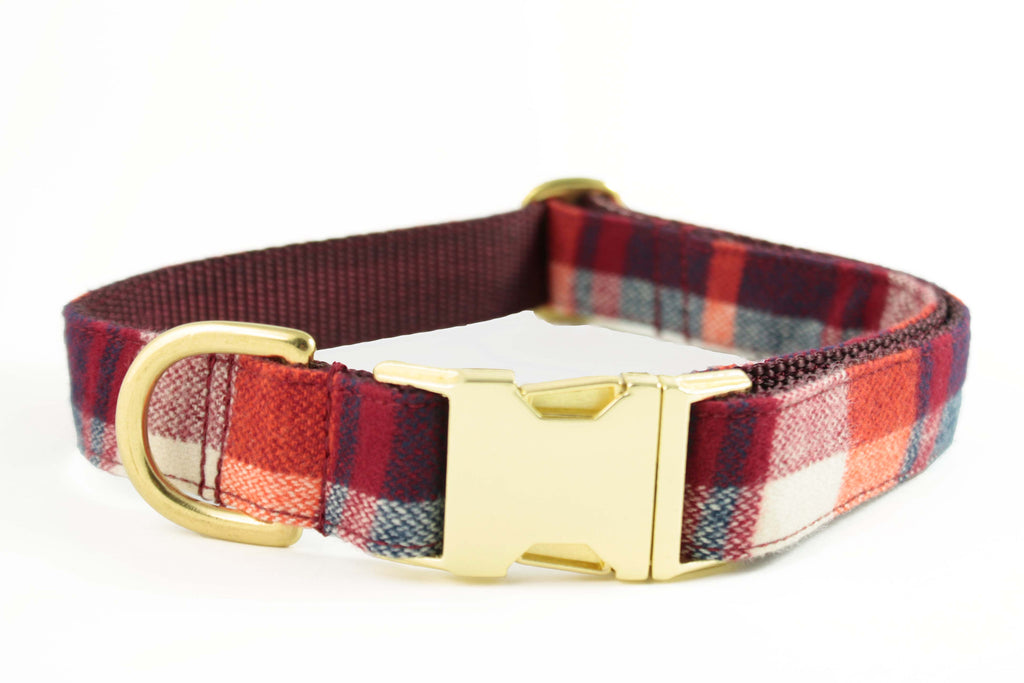 Cherry Red Plaid Collar