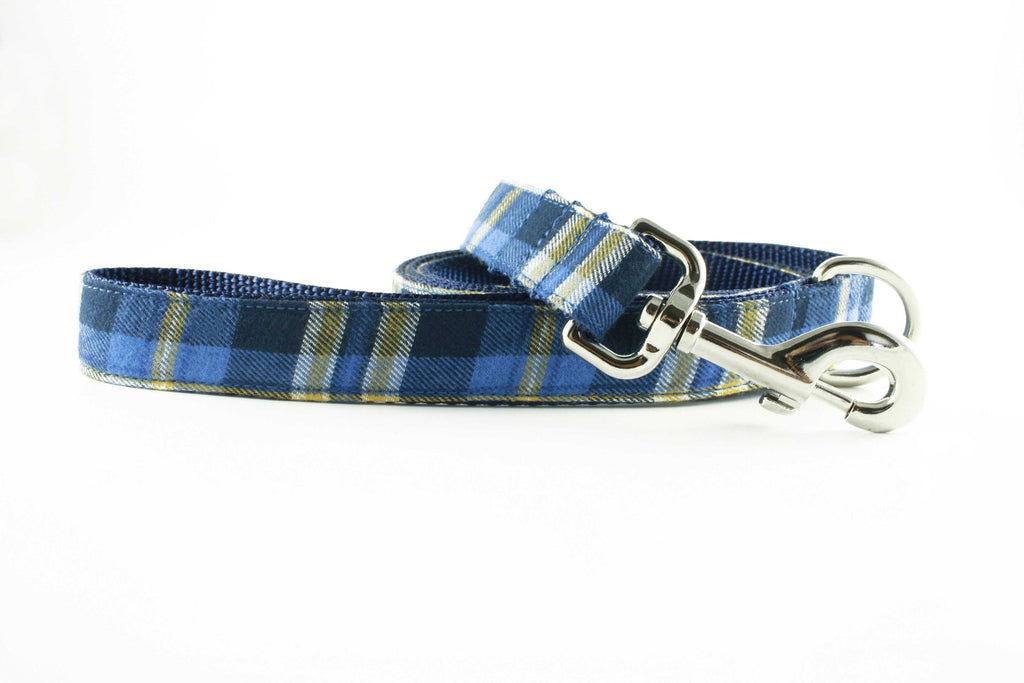 Blue and Gold Plaid Leash