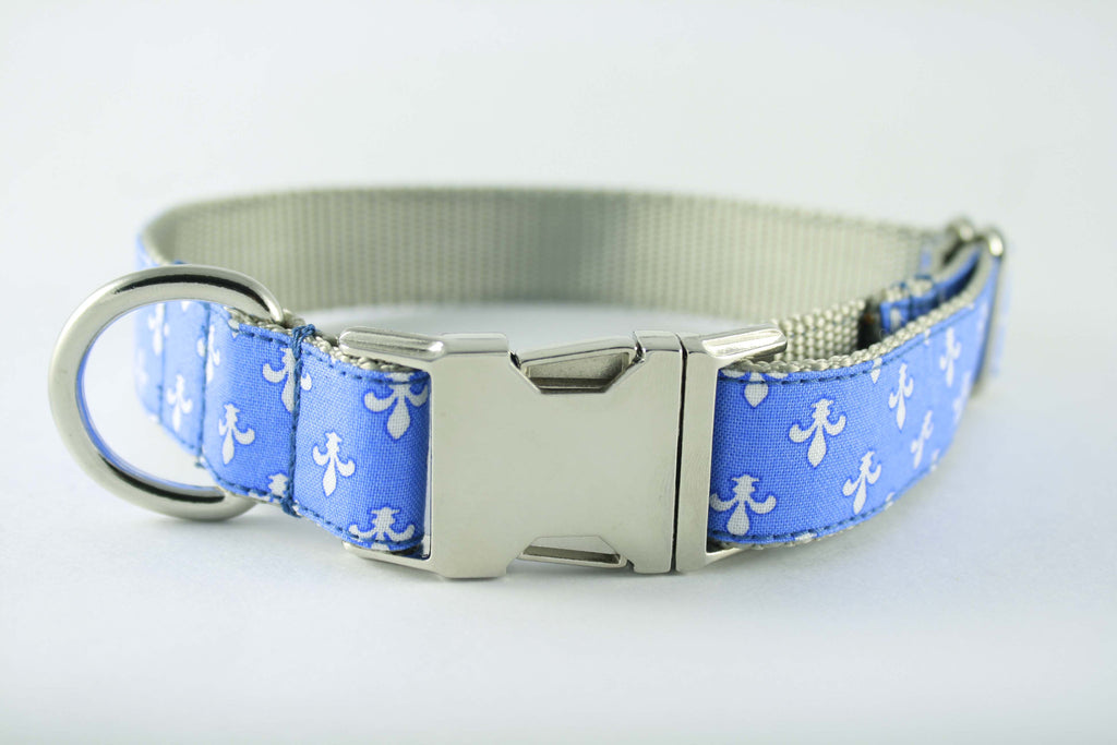 Light Blue Fleur De Lis Collar