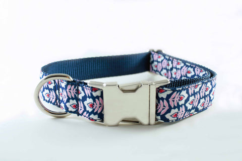 Navy and Pink Flowers Collar