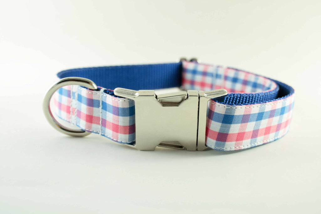 Red White and Blue Gingham Collar