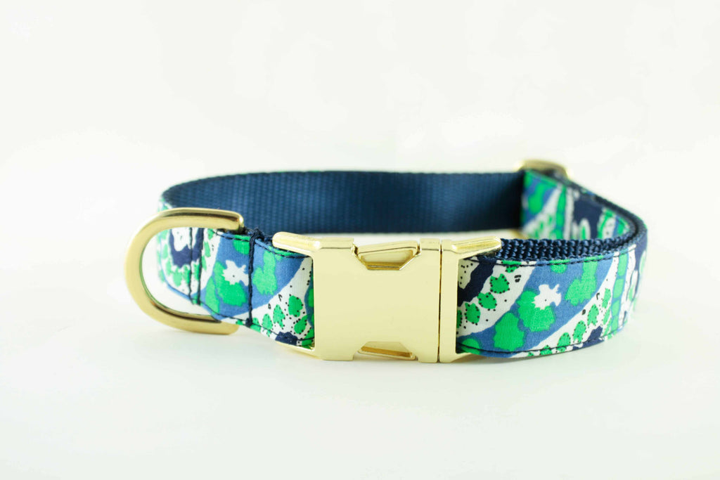 Navy and Green Paisley Collar