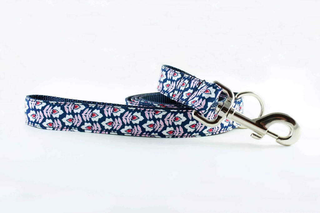Navy and Pink Flowers Leash