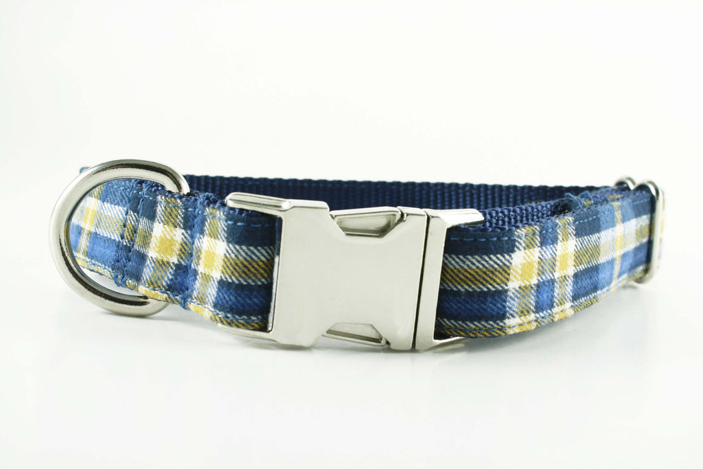 Blue and Gold Plaid Collar