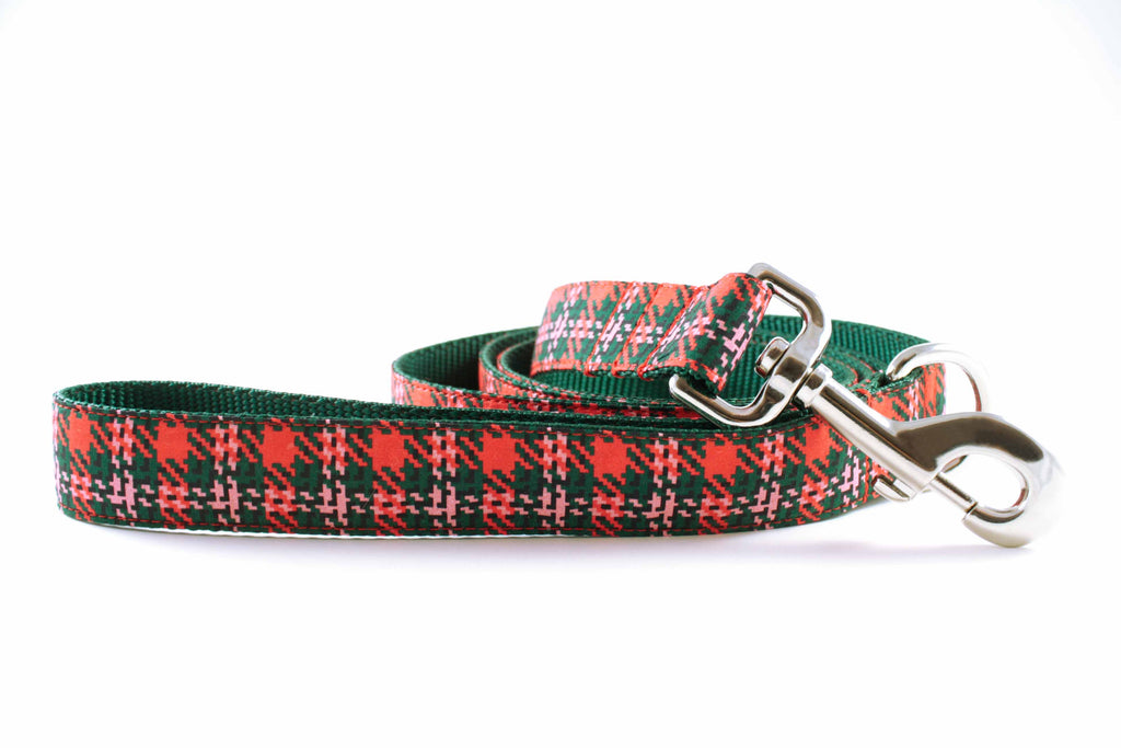Orange and Green Houndstooth Leash