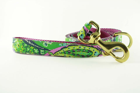 Pink and Green Paisley Leash