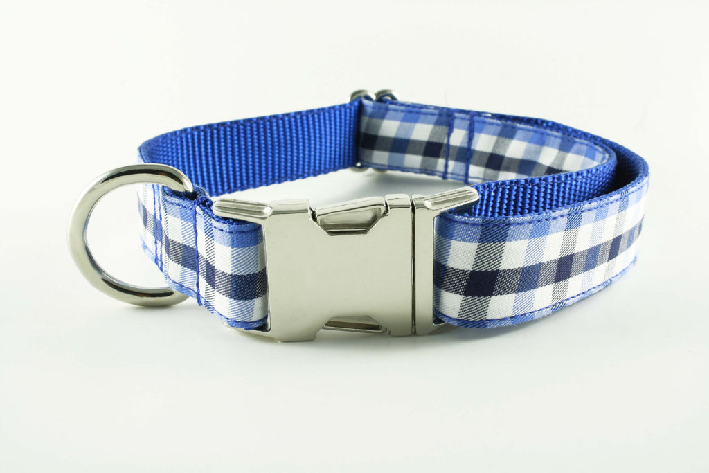 Royal Blue and Navy Gingham Collar