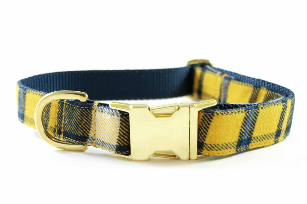 Yellow and Navy Plaid Collar